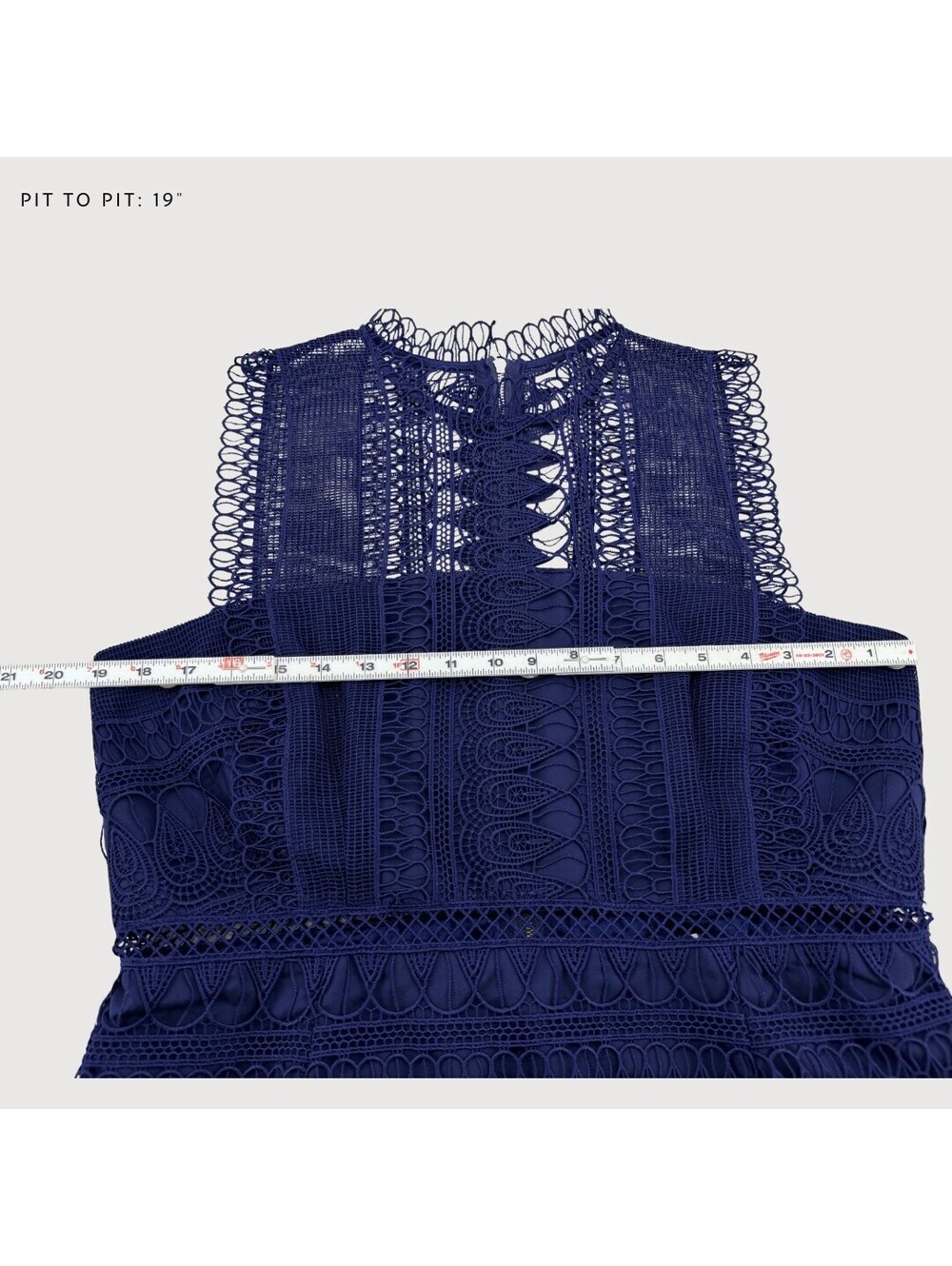 Bardot NWT Mariana Lace Bodycon Midi Dress Navy US 12 - Picture 6 of 9